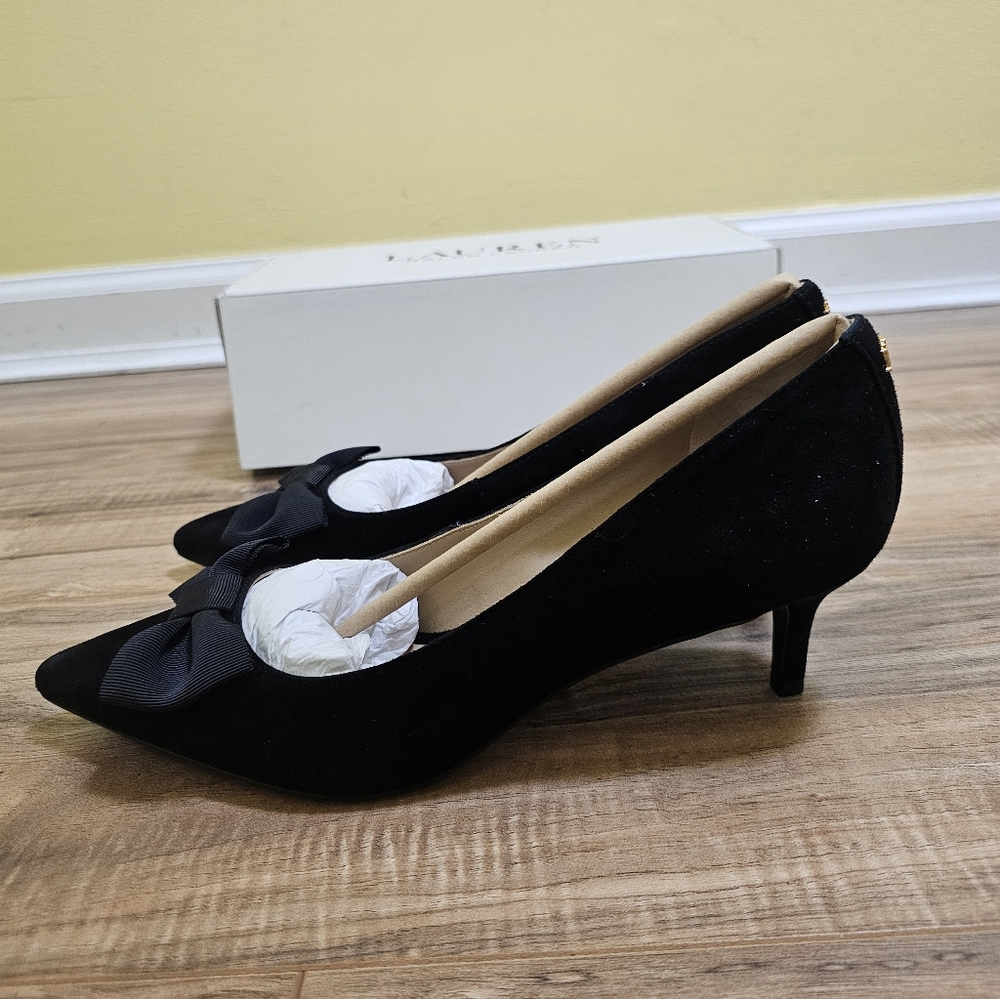 Lauren Ralph Lauren Adrienne Bow-Trim Suede Pump - Picture 5 of 13